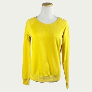 Old Navy Sweatshirt Bright Happy Yellow Long Sleeve Crew Neck Womens Size XS